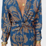 Robe Maxi Elara avec Décolleté en V et Nœud Frontal