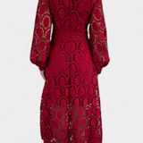 Robe Midi Jovie en Dentelle Brodée avec Col Montant