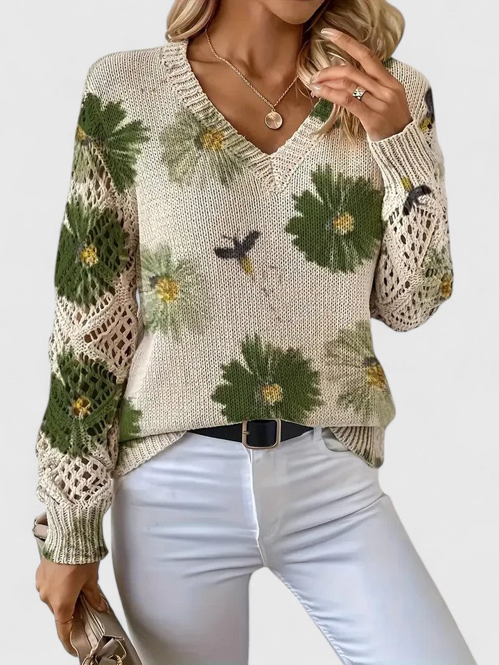 Catarina - Pull en maille avec motif floral