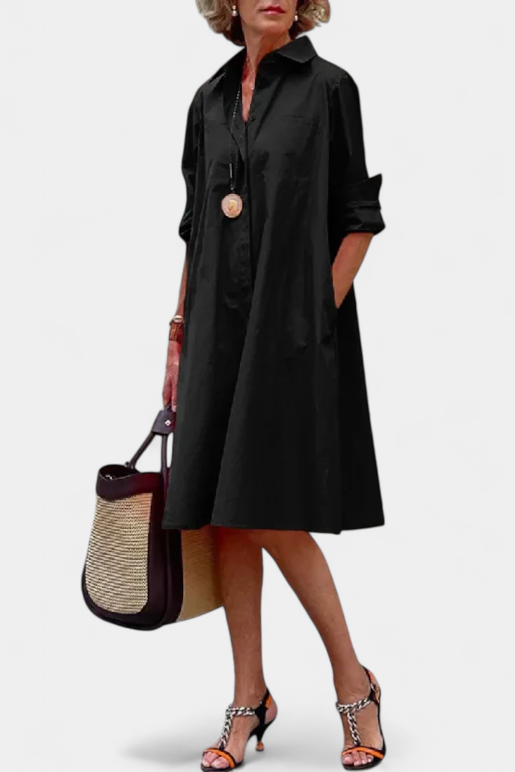 Robe Larissa en Coton avec Col Revers