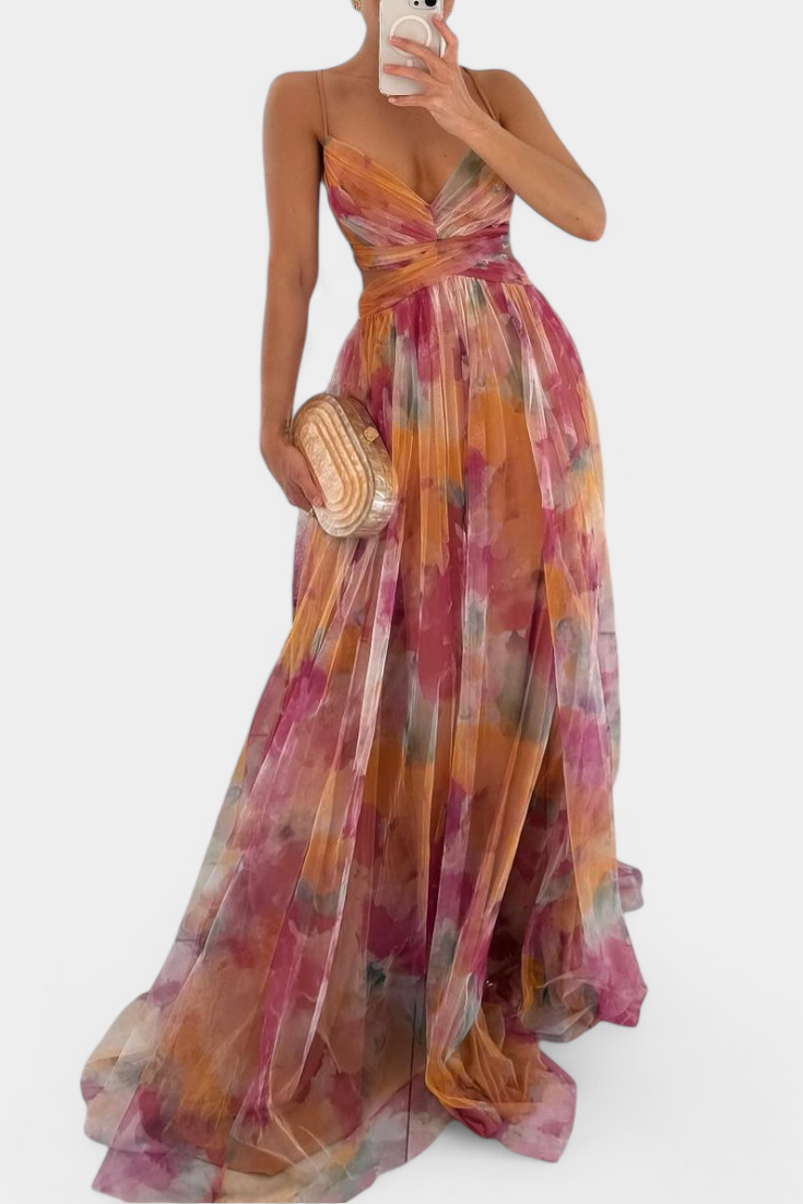 Robe Maxi Fleurie Ingrid avec Décolleté en V