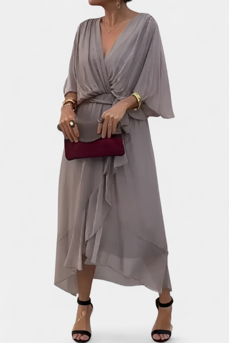 Robe Longue Luisa avec Décolleté en V et Coupe Flowy