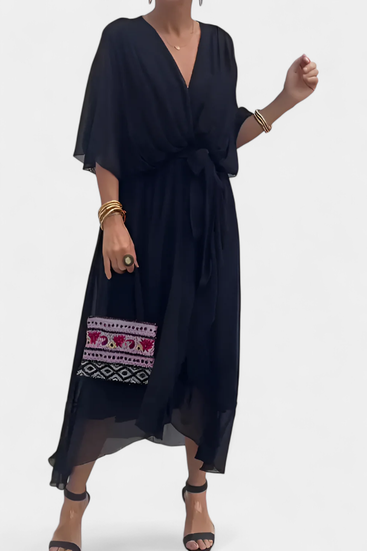 Robe Longue Luisa avec Décolleté en V et Coupe Flowy