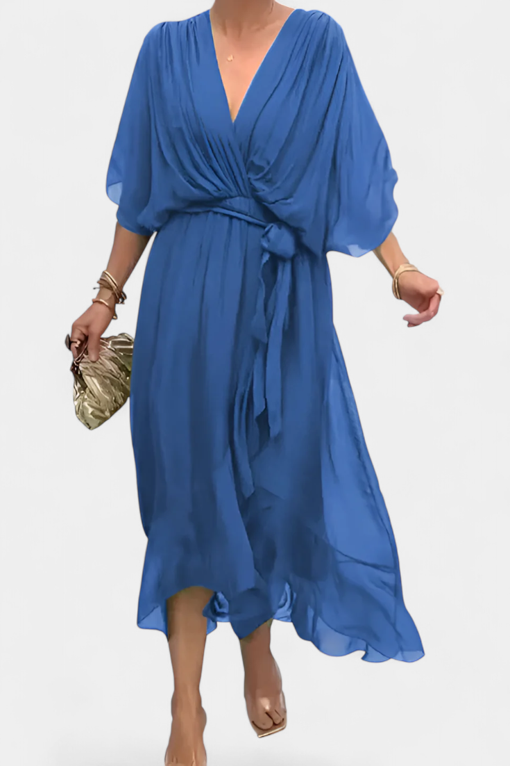 Robe Longue Luisa avec Décolleté en V et Coupe Flowy