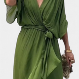 Robe Longue Luisa avec Décolleté en V et Coupe Flowy