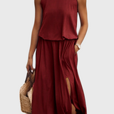 Robe Dianne Sans Manches avec Fente Latérale et Silhouette Ample