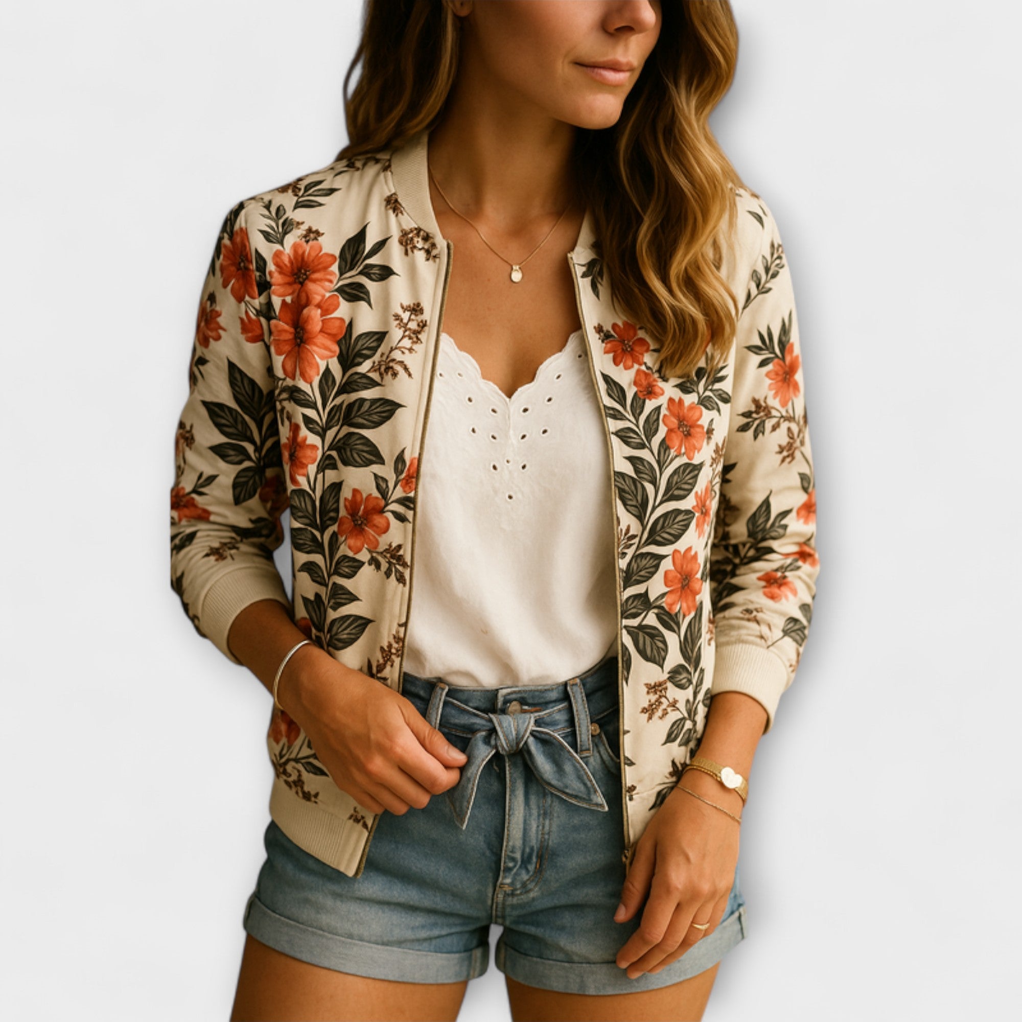 Andreia - Veste bomber élégante avec motif floral