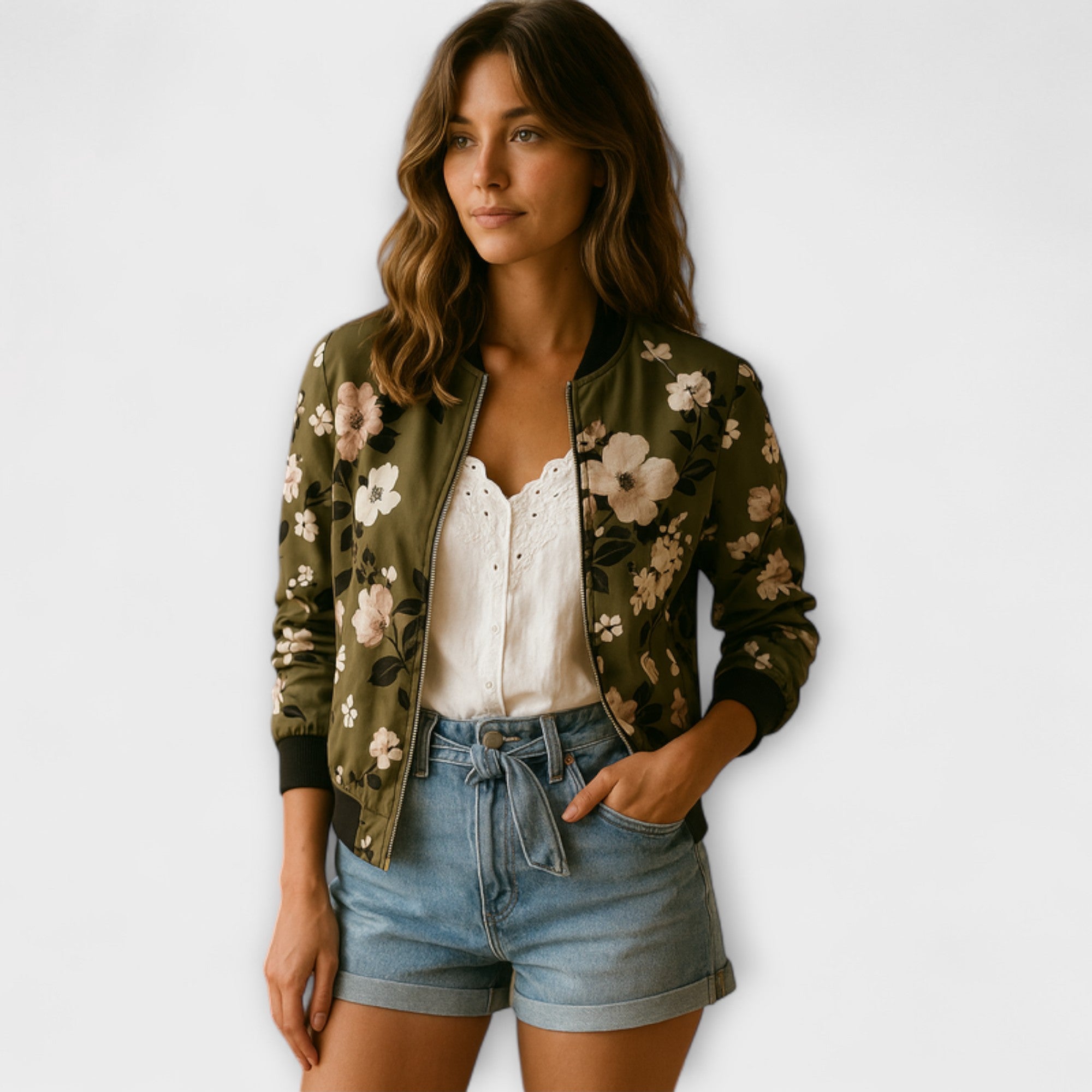 Andreia - Veste bomber élégante avec motif floral