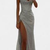 Robe Sirène Armoni avec Corsage et Bretelles en Spaghetti