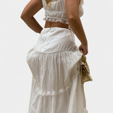 Ilys Ensemble Romantique de Top en Dentelle et Jupe Longue Volumineuse