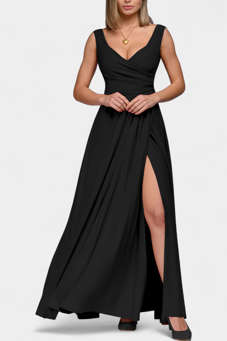 Rocío Robe Longue avec Drapé Frontal et Décolleté Croisé
