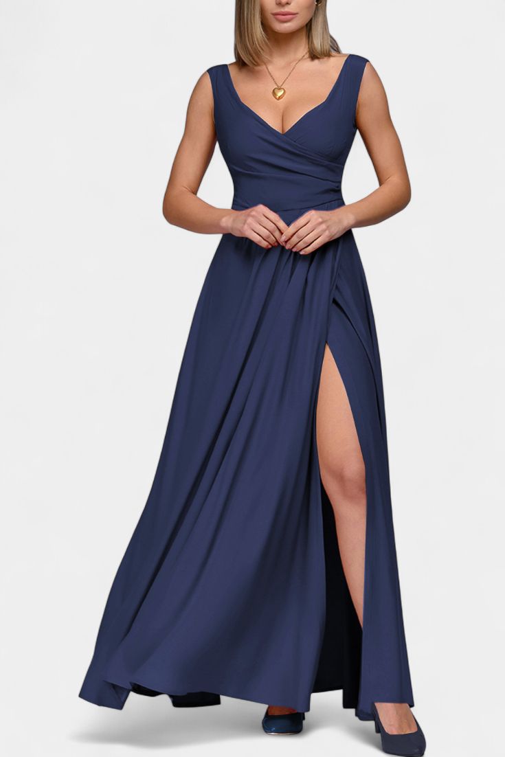 Rocío Robe Longue avec Drapé Frontal et Décolleté Croisé