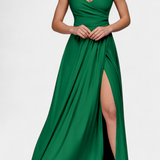 Rocío Robe Longue avec Drapé Frontal et Décolleté Croisé