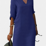 Elowen Robe Décolleté en V avec Manches Trois Quarts