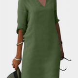 Elowen Robe Décolleté en V avec Manches Trois Quarts