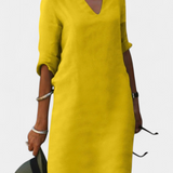 Elowen Robe Décolleté en V avec Manches Trois Quarts