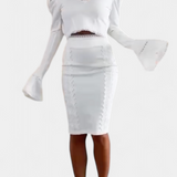 Minerva Ensemble Élégant de Top en Dentelle et Jupe Taille Haute