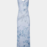 Iris Robe en Dentelle Florale Bleue