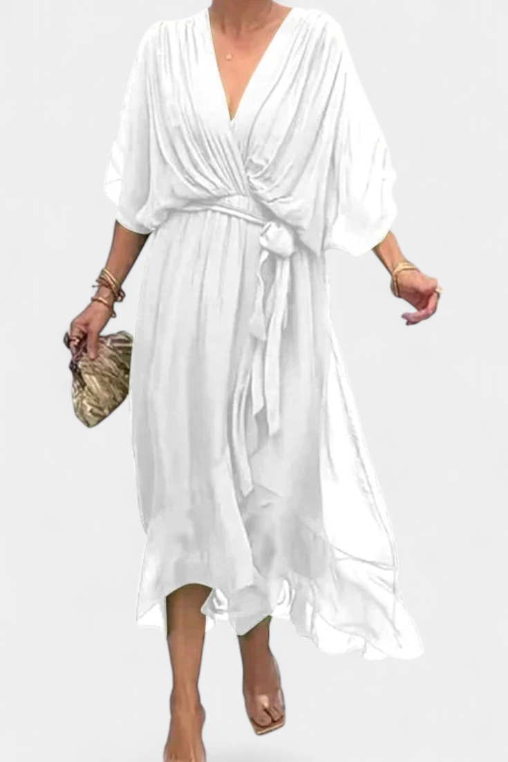 Robe Longue Luisa avec Décolleté en V et Coupe Flowy