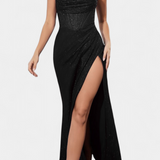 Robe Sirène Armoni avec Corsage et Bretelles en Spaghetti