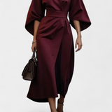 Robe Midi Micaela avec Manches Lantern et Taille Cintrée