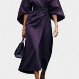 Robe Midi Micaela avec Manches Lantern et Taille Cintrée