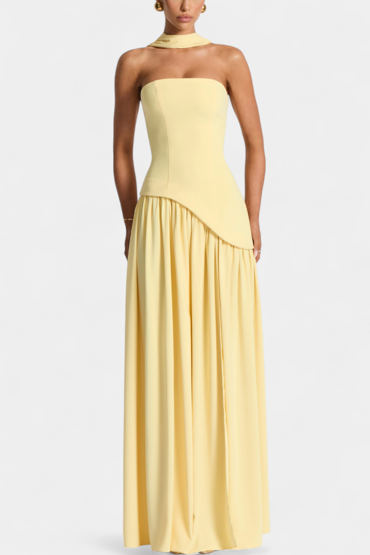 Robe Maxi Off Shoulder en Chiffon Celaena avec Fente Latérale