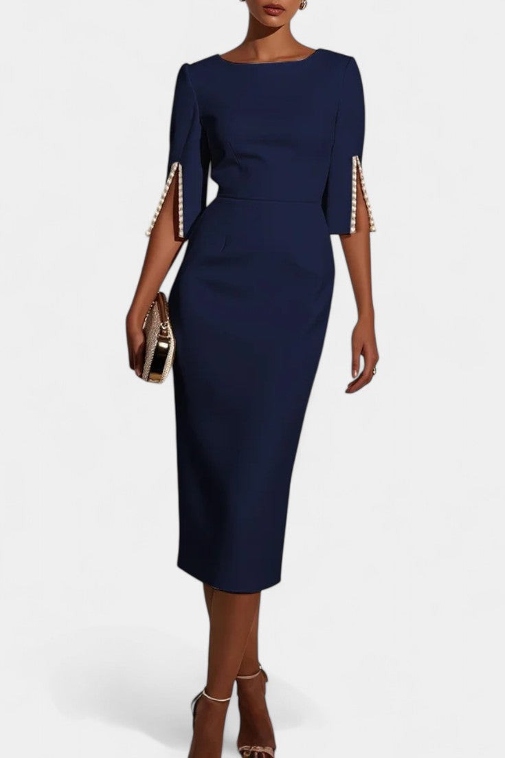 Robe Midi Reece avec Perles et Col Rond