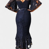 Veronika Robe Midi en Dentelle avec Décolleté en Cœur