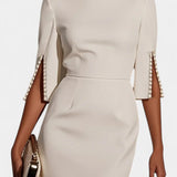 Robe Midi Reece avec Perles et Col Rond