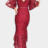 Veronika Robe Midi en Dentelle avec Décolleté en Cœur