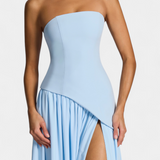 Robe Maxi Off Shoulder en Chiffon Celaena avec Fente Latérale