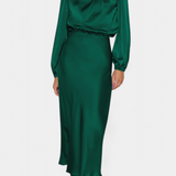 Robe Maxi Cecila avec Col Haut et Détail Floral