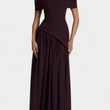 Robe Maxi Off Shoulder en Chiffon Celaena avec Fente Latérale