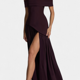 Robe Maxi Off Shoulder en Chiffon Celaena avec Fente Latérale