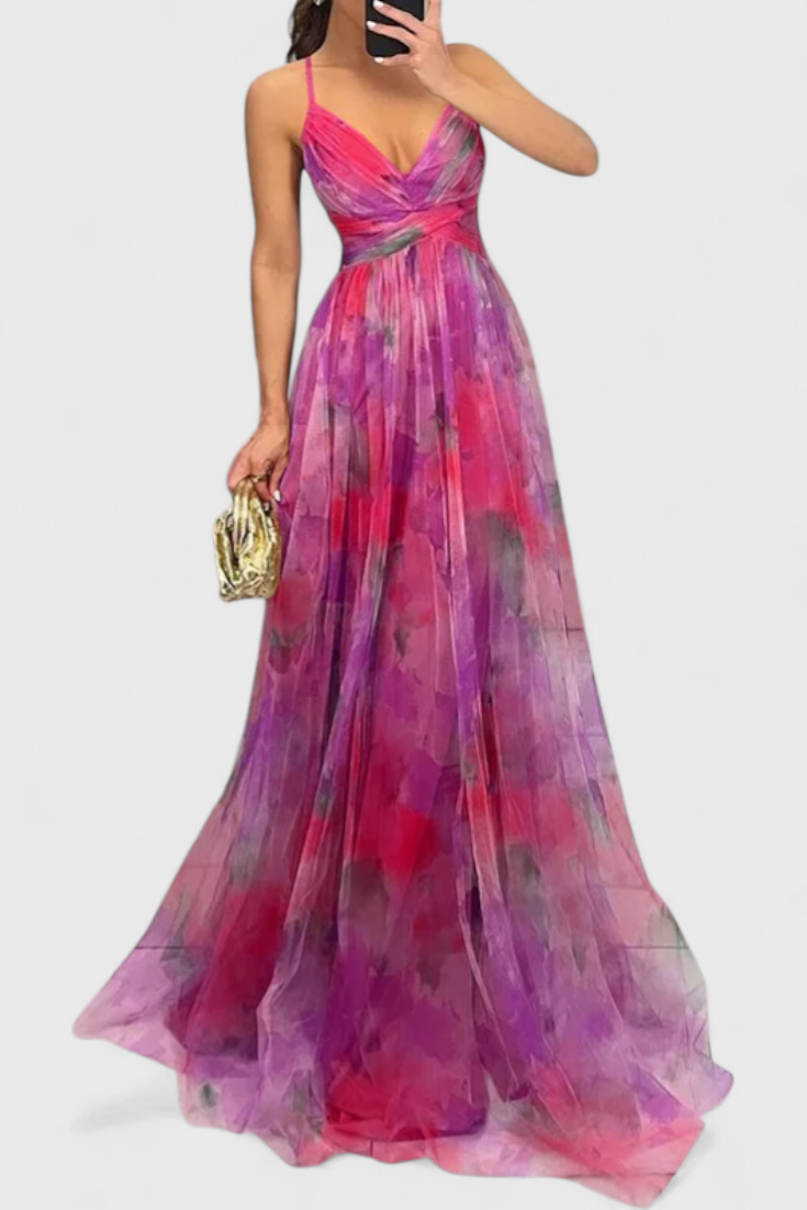 Robe Maxi Fleurie Ingrid avec Décolleté en V