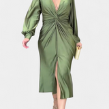 Alouette Robe Longue à Manches Longues avec Col en V