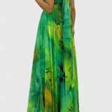Robe Maxi en Chiffon avec Imprimé Floral et Col Halter