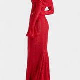 Robe Maxi Rosalie en Dentelle Off-Shoulder