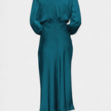 Robe Maxi Cecila avec Col Haut et Détail Floral