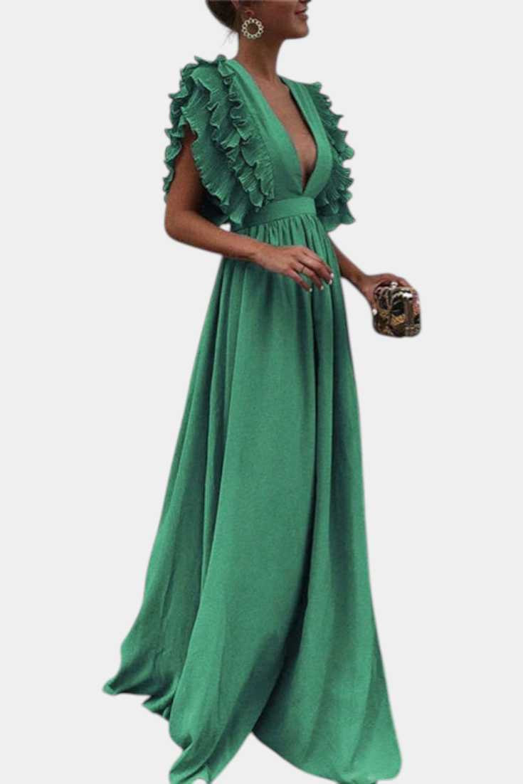 Robe Maxi Élégante Lucera avec Manches Volantes