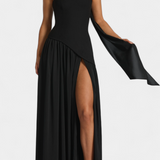 Robe Maxi Off Shoulder en Chiffon Celaena avec Fente Latérale