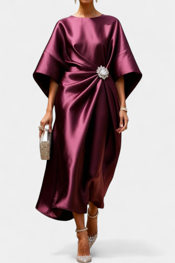 Robe Longue en Satin Brillant Ubelia