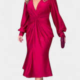 Alouette Robe Longue à Manches Longues avec Col en V