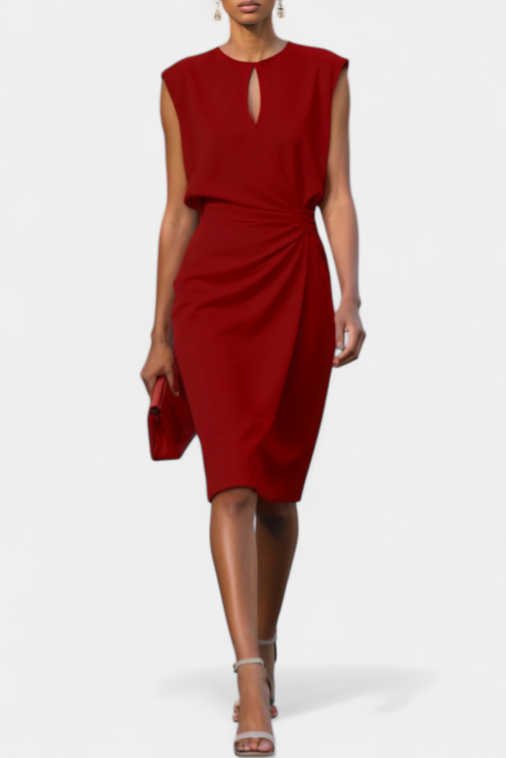 Robe Midi Mona à Manches Longues avec Col Rond