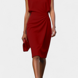 Robe Midi Mona à Manches Longues avec Col Rond