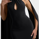 Robe Maxi Faffienia avec Décolleté Halter et Découpe en Forme de Clé