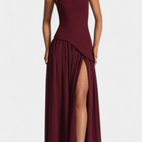 Robe Maxi Off Shoulder en Chiffon Celaena avec Fente Latérale