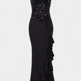 Cindy Robe Midi Corset avec Volants Asymétriques