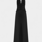 Robe Longue Ashanty avec Décolleté Halter et Taille en Dentelle Transparente